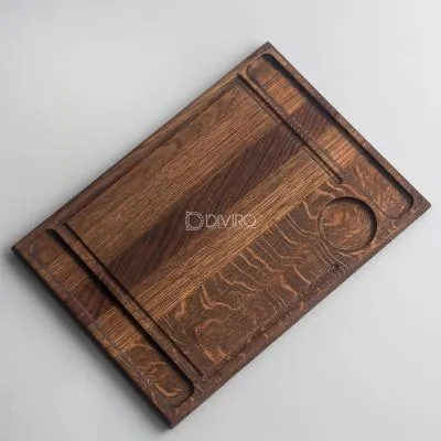 Доска для стейка с местом под приборы и соусник, дуб 35×25 см от мастерской DIVIRO